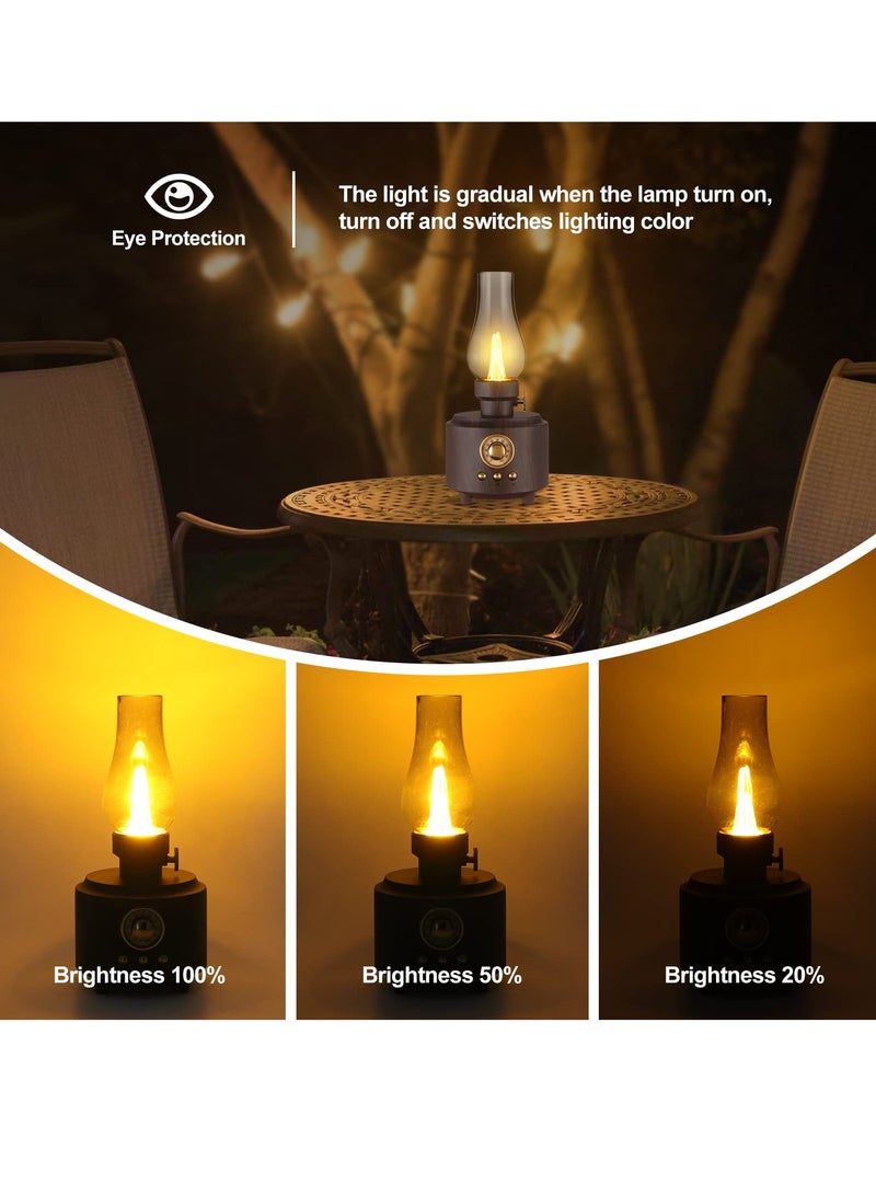 Vintage Table Lamp - Retro Bluetooth Speaker Rechargeable Portable Night Light Flameless LED Oil Lamp for Bedroom Cafe Bar Desk Decor Outdoor Camping Idea Birthday Gift - Image 5