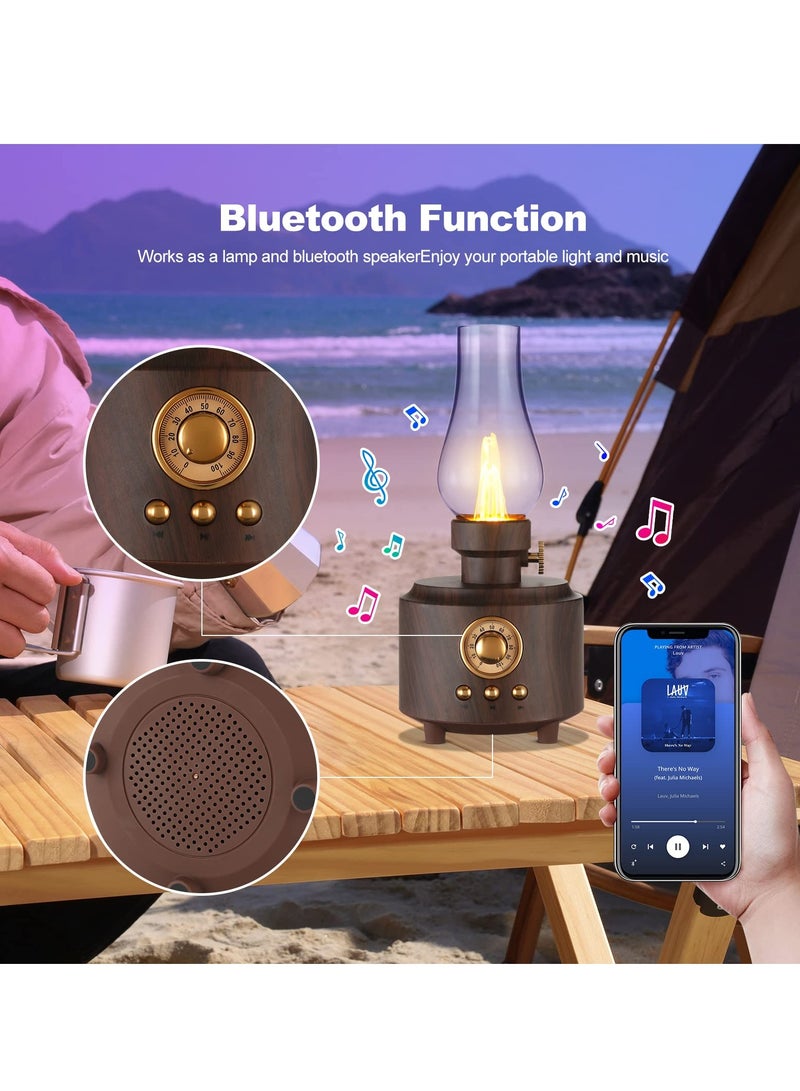 Vintage Table Lamp - Retro Bluetooth Speaker Rechargeable Portable Night Light Flameless LED Oil Lamp for Bedroom Cafe Bar Desk Decor Outdoor Camping Idea Birthday Gift - Image 4