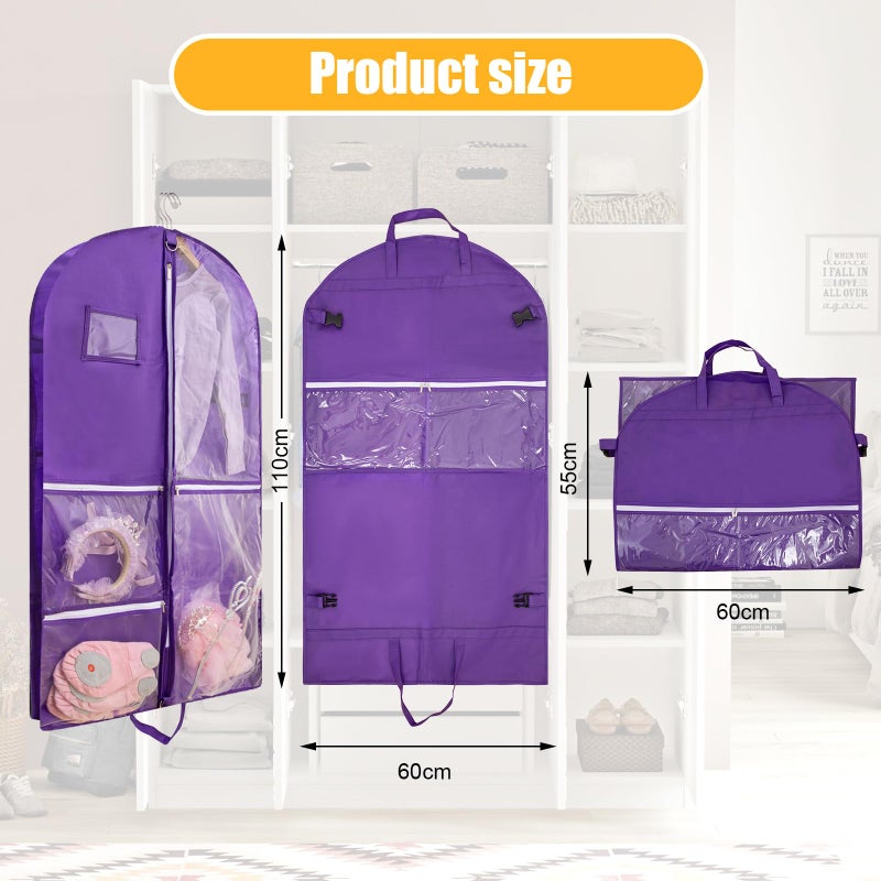 QEES 1 Pack Garment Bag for Dance Costumes,40 Inch Dance Garment Bags for Dancers Kids Dance Recital Bags Competition Cheer Uniform Garment Bag for Travel Storage,Dance Recital Gifts for Girls - Image 2