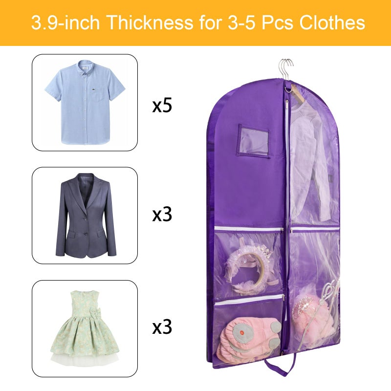 QEES 1 Pack Garment Bag for Dance Costumes,40 Inch Dance Garment Bags for Dancers Kids Dance Recital Bags Competition Cheer Uniform Garment Bag for Travel Storage,Dance Recital Gifts for Girls - Image 5