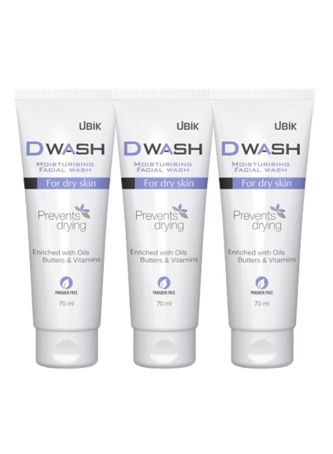 UBIK Ethiglo Dwash Moisturising Facial Wash 70ml (Pack of 3) - Image 1