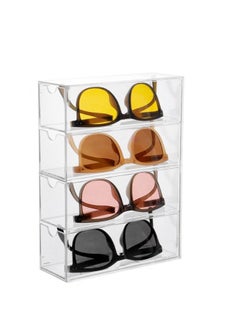 Excefore Acrylic Sunglasses Organizer, Stackable Eyewear Display Tray with 4 Lid Drawer Organizer Rectang Supplies for Bathroom, Dorm, Desk, Countertop, Office (Transparent)  - Image 1