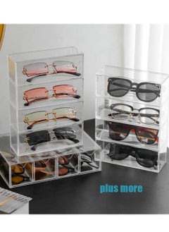 Excefore Acrylic Sunglasses Organizer, Stackable Eyewear Display Tray with 4 Lid Drawer Organizer Rectang Supplies for Bathroom, Dorm, Desk, Countertop, Office (Transparent)  - Image 3