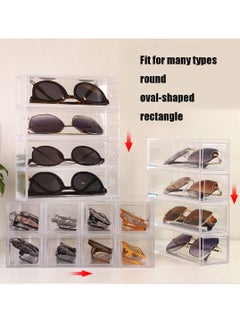 Excefore Acrylic Sunglasses Organizer, Stackable Eyewear Display Tray with 4 Lid Drawer Organizer Rectang Supplies for Bathroom, Dorm, Desk, Countertop, Office (Transparent)  - Image 4