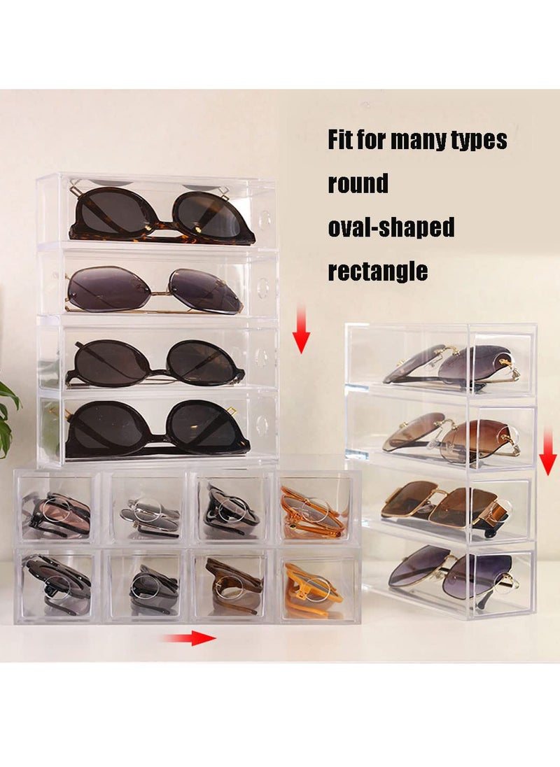 Excefore Acrylic Sunglasses Organizer, Stackable Eyewear Display Tray with 4 Lid Drawer Organizer Rectang Supplies for Bathroom, Dorm, Desk, Countertop, Office (Transparent)  - Image 4
