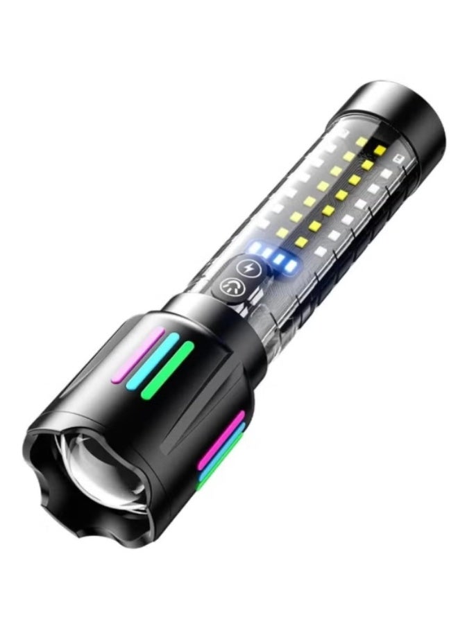 DENX Rechargeable LED Flashlight 1000 Lumens, 2700mAh Built-in Battery, USB-C Pocket Torch with Zoom Focus, High Power Handheld Flashlight for Light for Home, Camping, Hiking, Outdoor Use - Image 1