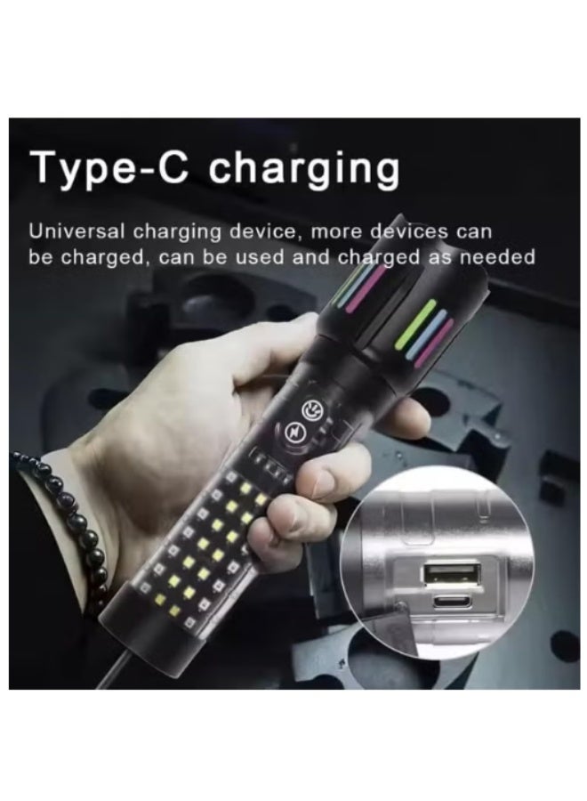 DENX Rechargeable LED Flashlight 1000 Lumens, 2700mAh Built-in Battery, USB-C Pocket Torch with Zoom Focus, High Power Handheld Flashlight for Light for Home, Camping, Hiking, Outdoor Use - Image 3