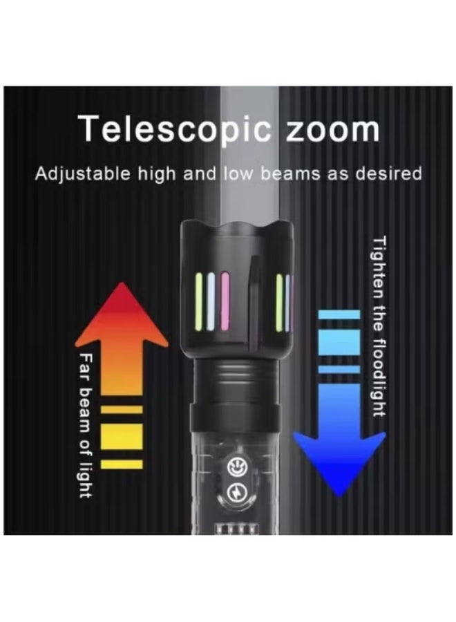 DENX Rechargeable LED Flashlight 1000 Lumens, 2700mAh Built-in Battery, USB-C Pocket Torch with Zoom Focus, High Power Handheld Flashlight for Light for Home, Camping, Hiking, Outdoor Use - Image 5