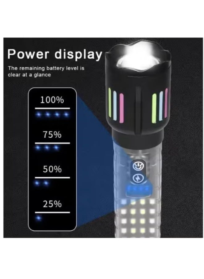 DENX Rechargeable LED Flashlight 1000 Lumens, 2700mAh Built-in Battery, USB-C Pocket Torch with Zoom Focus, High Power Handheld Flashlight for Light for Home, Camping, Hiking, Outdoor Use - Image 4
