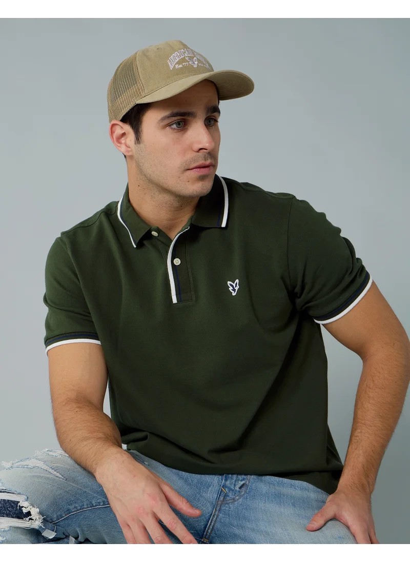 American Eagle AE Stretch Pique Tipped Polo Shirt
