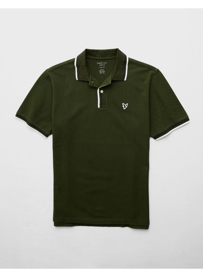 American Eagle AE Stretch Pique Tipped Polo Shirt - Image 3