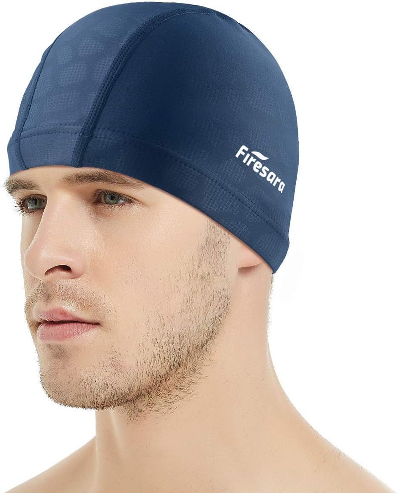 Firesara Fabric Swim Cap, High Elasticity Swimming Cap Keeps Hair Clean Breathable Fit Both Long Hair Short Hair, Swim Caps Woman Girls Men Kids One Size Hat - Image 1