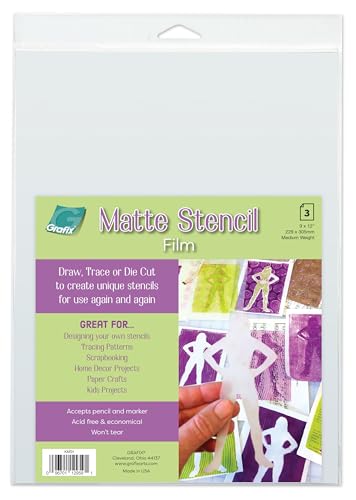 Grafix Matte Stencil Film – 9 x 12”, Pack of 4 – Translucent, .005” Stencil Film, Perfect for Creating Custom Reusable Stencils, Masks, Patterns. - Image 5