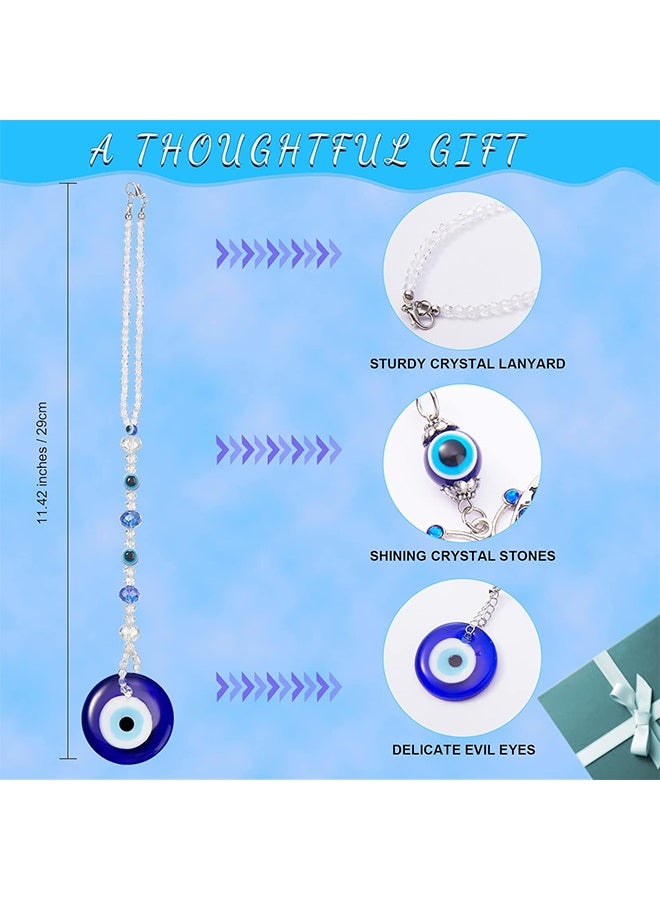 GIFT Evil Eye Car Hanging Ornament Evil Blue Eye Charms for Rear View Mirror Beaded Decor Car Accessories Pendent for Window Door Frame Balcony (Classic Style,Blue) - Image 2