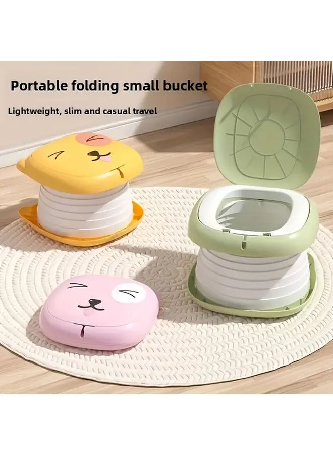 Foldable Portable Toilet with Absorbent Pad For Adults Kids Travel Camping RV Heavy Duty Compact Commode Pink Cute Panda Design Lightweight Sturdy Frame - Image 1