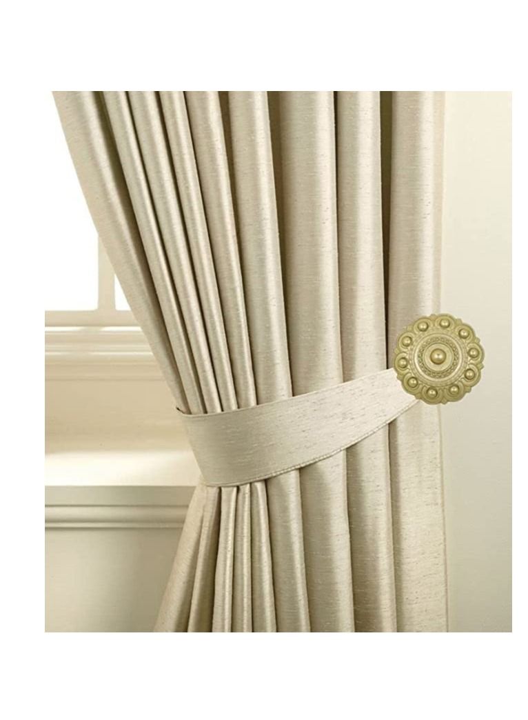 IDT 1 Pair Curtain Holdbacks Window Tie Backs Holders For Bedroom Wall Office Decor Home Sheer Blackout Drapes Blind Curtains Decorations Accessories Buckle Hooks Golden Colour - Image 1