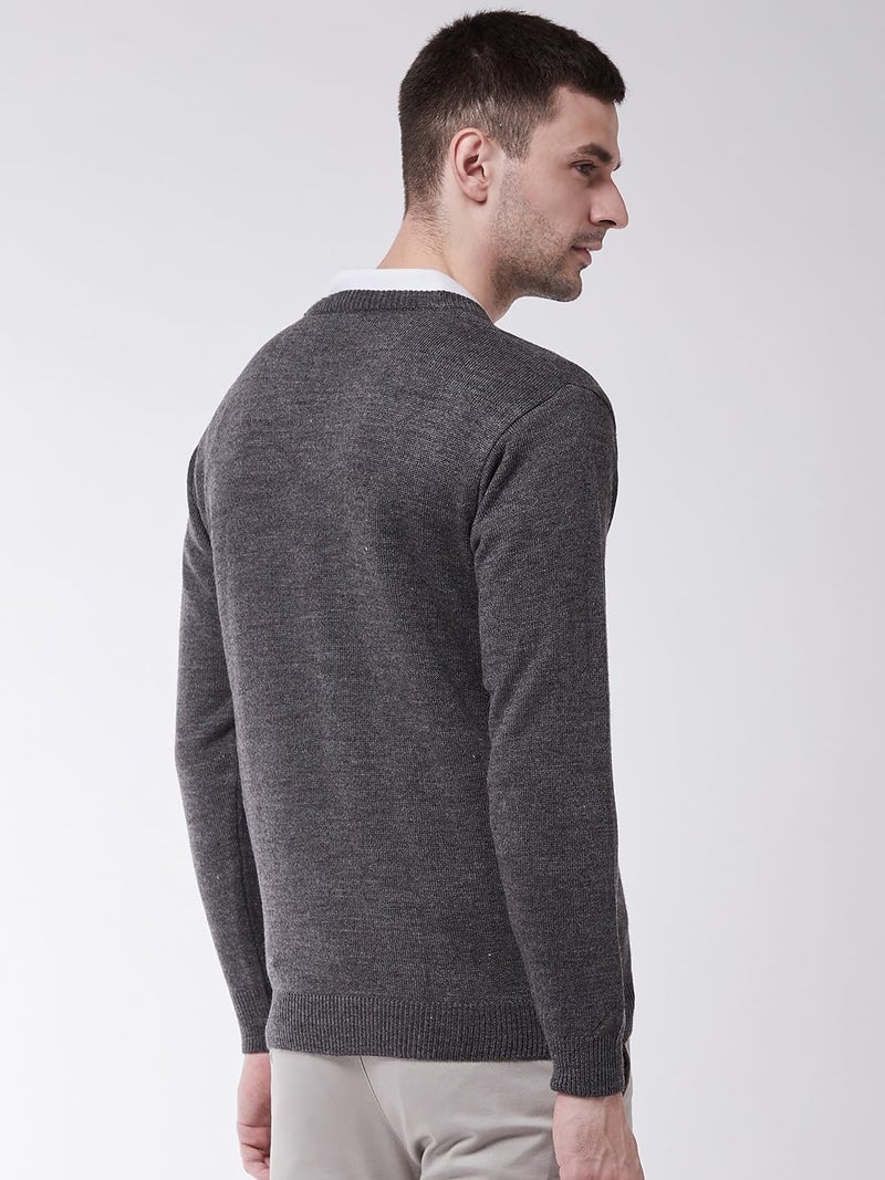 Pivl Men's Winter V Neck Solid Sweaters_Grey_2XL||Winterwear|| - Image 5