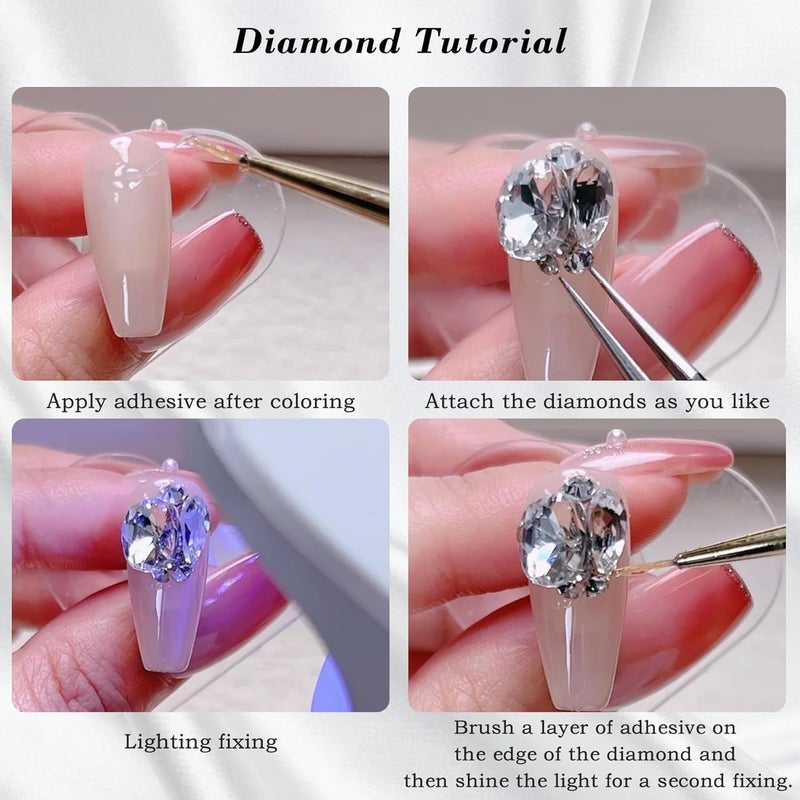 EKIND 50 Pcs Large Nail Rhinestones, Shiny Nail Gems, 3D Sharp Bottom Crystal Nail Gems, for DIY Nail Decoration and Nail Polish Nail Charms (Mixed Shapes) - Image 4