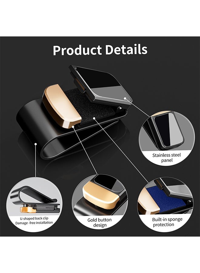 حامل نظارات شمسية لحاجب الشمس للسيارة، مشبك معدني لتعليق النظارات الشمسية، منظم نظارات السيارة المريح، عالمي لسيارات السيدان والشاحنات والسيارات الرياضية متعددة الاستخدامات (فضي) - Image 3