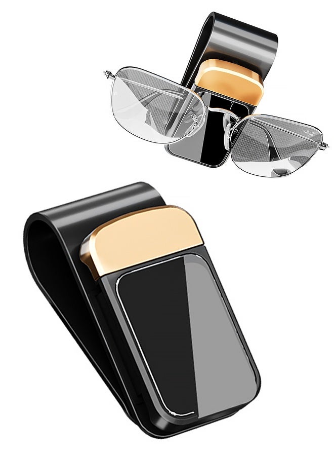 حامل نظارات شمسية لحاجب الشمس للسيارة، مشبك معدني لتعليق النظارات الشمسية، منظم نظارات السيارة المريح، عالمي لسيارات السيدان والشاحنات والسيارات الرياضية متعددة الاستخدامات (فضي) - Image 1