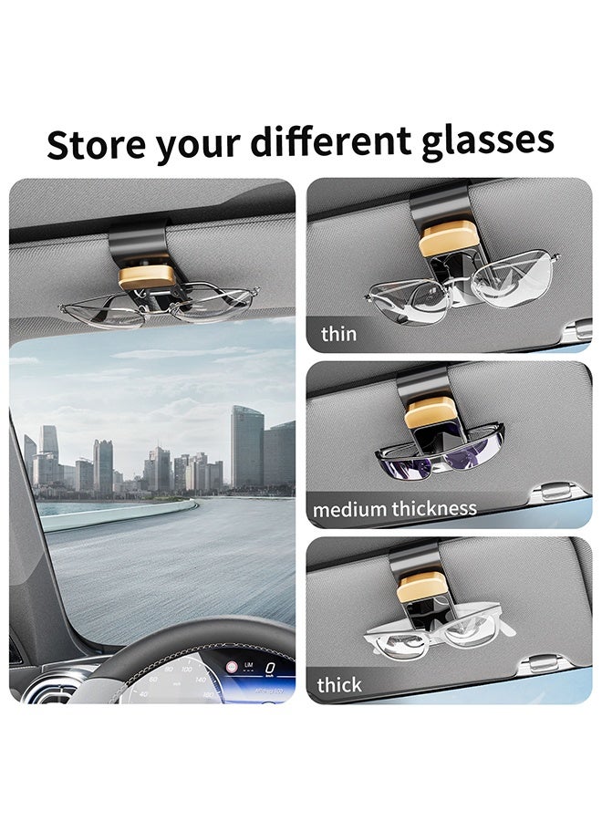حامل نظارات شمسية لحاجب الشمس للسيارة، مشبك معدني لتعليق النظارات الشمسية، منظم نظارات السيارة المريح، عالمي لسيارات السيدان والشاحنات والسيارات الرياضية متعددة الاستخدامات (فضي) - Image 4