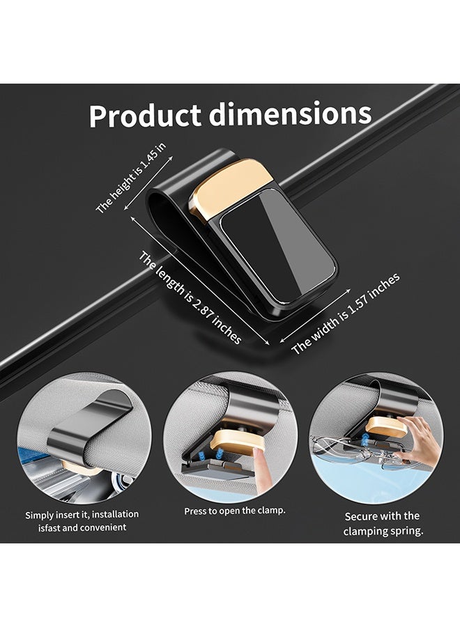 حامل نظارات شمسية لحاجب الشمس للسيارة، مشبك معدني لتعليق النظارات الشمسية، منظم نظارات السيارة المريح، عالمي لسيارات السيدان والشاحنات والسيارات الرياضية متعددة الاستخدامات (فضي) - Image 2