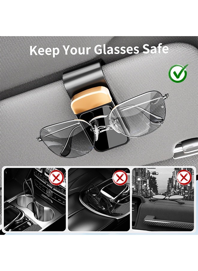 حامل نظارات شمسية لحاجب الشمس للسيارة، مشبك معدني لتعليق النظارات الشمسية، منظم نظارات السيارة المريح، عالمي لسيارات السيدان والشاحنات والسيارات الرياضية متعددة الاستخدامات (فضي) - Image 5