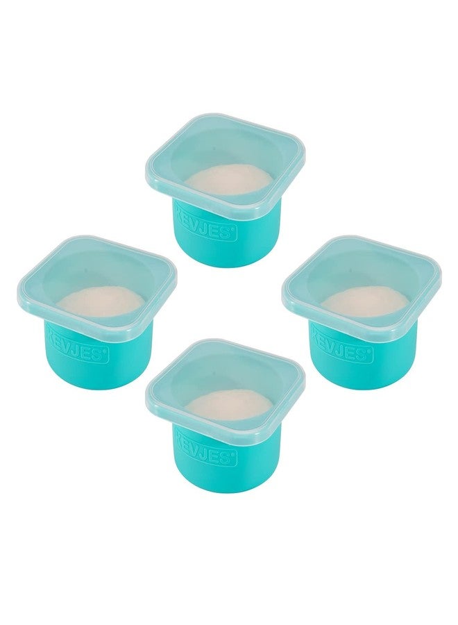 KEVJES 500ml Individual Dough Storage Vessels with Airtight Lid - Ideal for Neapolitan Pizza Round Dough Ball Cold Fermentation, Food Grade Silicone, Freezer & Dishwasher Safe - 4 Pack (Blue) - Image 1