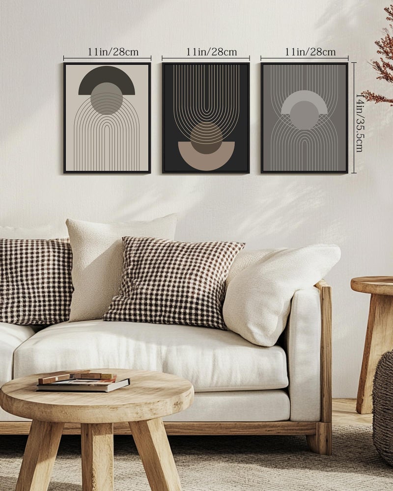 Drsoum Boho Vintage Line Wall Art Framed Mid Century Bohemain Wall Decor Abstract Modern Artwork Home Office Living Room Prints Ready to Hang 11x14in Black Framed - Image 2