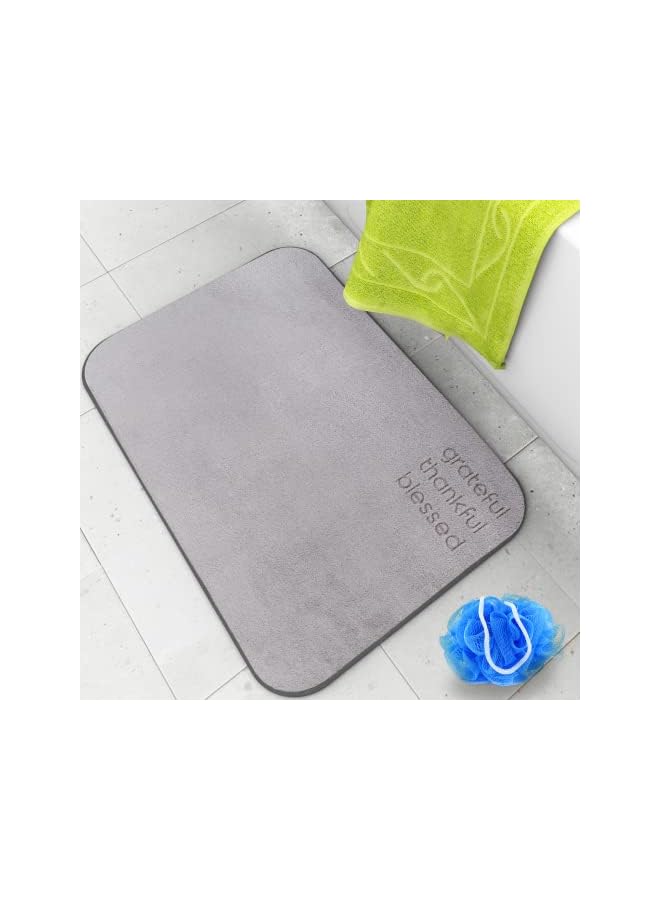 Raxoom Super Absorbent Anti Slip Bath Mat - 40x60 - Quick Dry Shower Rug Easy Clean, Extra Soft Memory Foam Shower Mat Luxury Bathroom Mat, Thick Floor Mat Carpet Positive Affirmation (Grey) - Image 2
