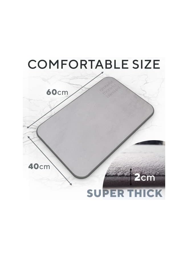 Raxoom Super Absorbent Anti Slip Bath Mat - 40x60 - Quick Dry Shower Rug Easy Clean, Extra Soft Memory Foam Shower Mat Luxury Bathroom Mat, Thick Floor Mat Carpet Positive Affirmation (Grey) - Image 3