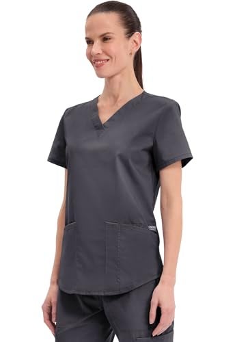 CHEROKEE Workwear Professionals Women Scrubs Top V-Neck WW665, S, Pewter - Image 3