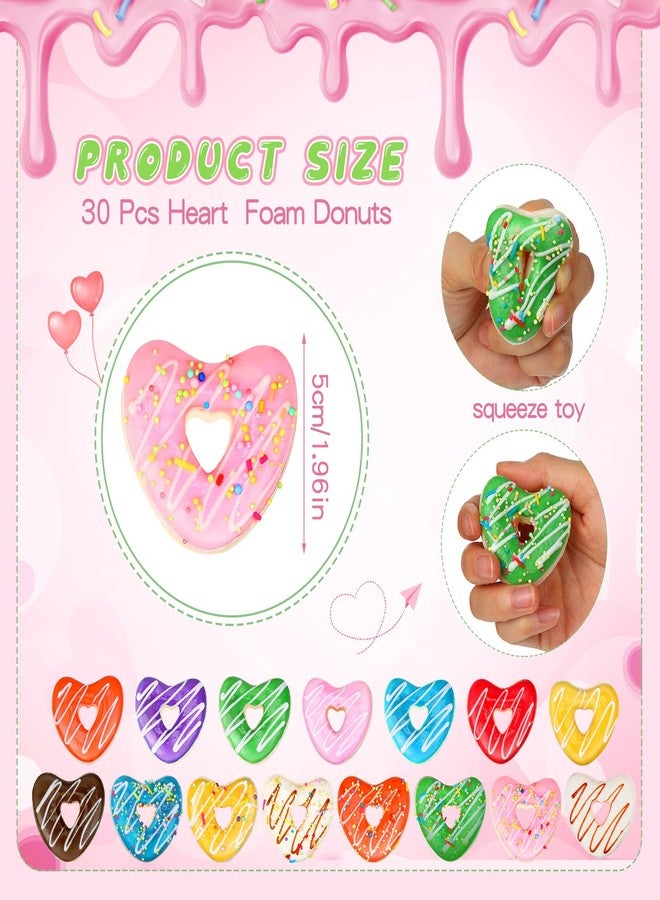 Jerify 30 Pcs Valentines Donuts Stress Balls Stress Relief Party Favors Heart Foam Toys Sensory Fake Donuts for Boys Girls Adults Party Favors Valentine's Day Gifts - Image 2