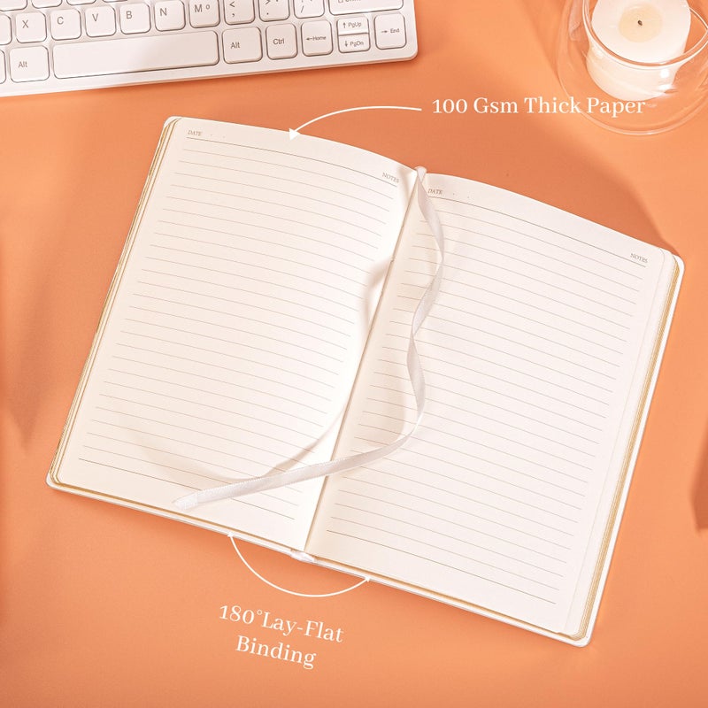 CAGIE Lined Journal Notebook for Women and Girls 256 Pages Cute Diary with Heart-Shaped Leather Journals for Writing A5 Soft Cover Notebooks for Work School (05 Moon Ash, A5) - Image 3