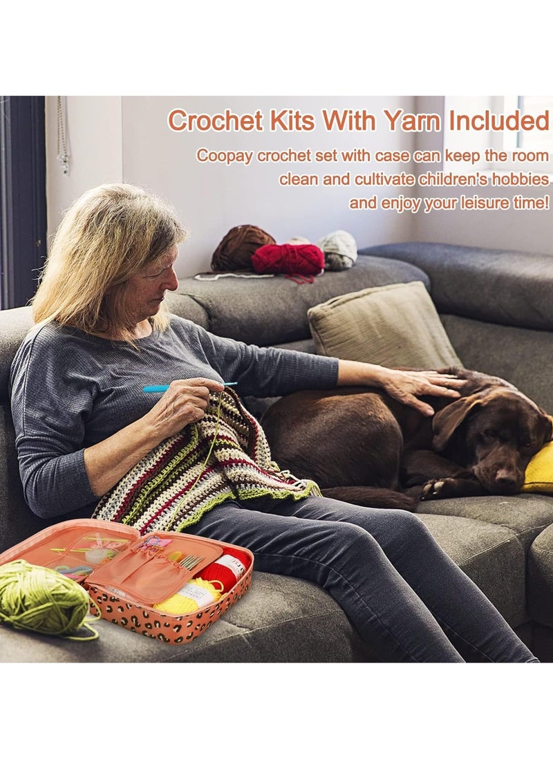 Generic Crochet Kit for Beginners, Includes Yarn, 58-PCS Portable Set with Ergonomic Hooks and Knitting Supplies  - Image 3