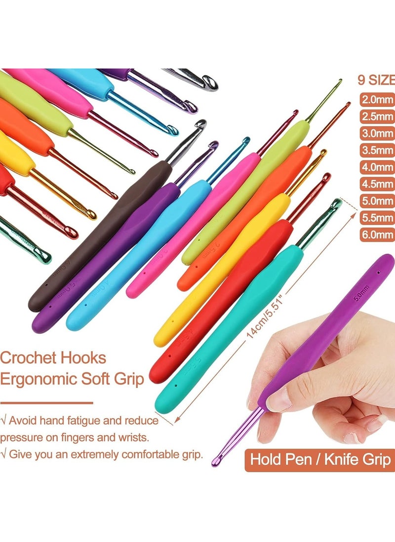 Generic Crochet Kit for Beginners, Includes Yarn, 58-PCS Portable Set with Ergonomic Hooks and Knitting Supplies  - Image 5