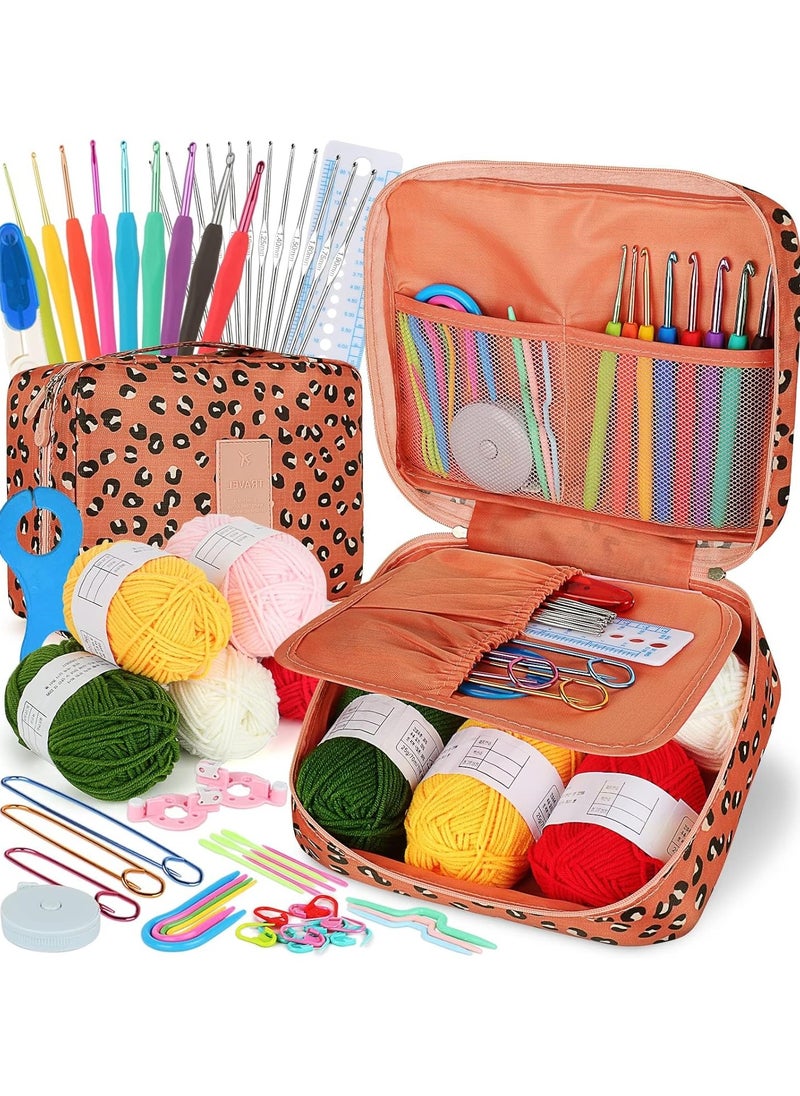 Generic Crochet Kit for Beginners, Includes Yarn, 58-PCS Portable Set with Ergonomic Hooks and Knitting Supplies  - Image 1