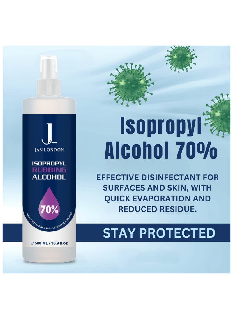 JAN LONDON - Isopropyl Rubbing Alcohol, IPA 70% – Versatile Antiseptic & Cleaner for Wounds, Surfaces, Electronics – Quick-Drying, Residue-Free, 500ml Spray - Image 1