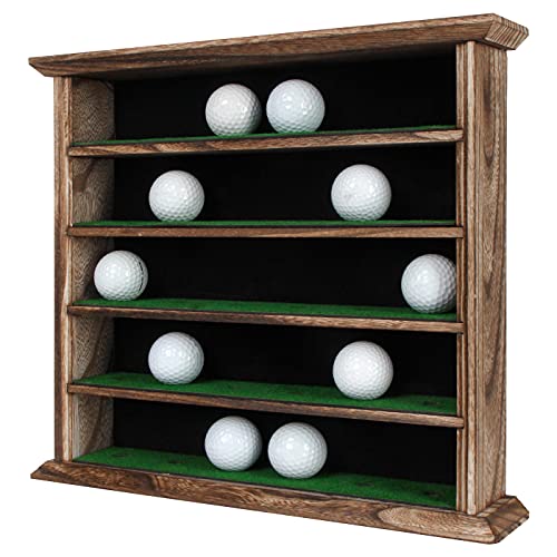 J JACKCUBE DESIGN 30 Golf Ball Display Case Wall Rack Cabinet Holder Shelf, No Door, Rustic Wood Wall Mount- MK802B (30 Balls) - Image 1