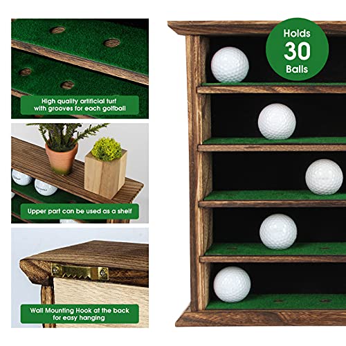 J JACKCUBE DESIGN 30 Golf Ball Display Case Wall Rack Cabinet Holder Shelf, No Door, Rustic Wood Wall Mount- MK802B (30 Balls) - Image 5