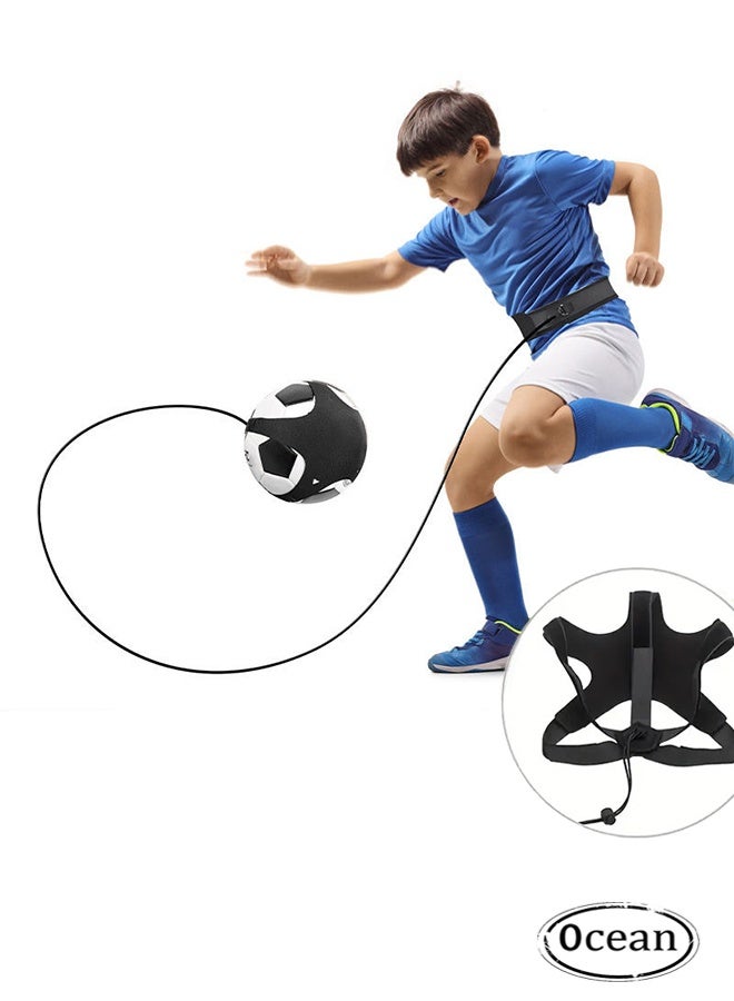 Ocean Football Kick Trainer with Adjustable Training Belt, Hands-Free Solo Soccer Trainer Equipment for Kids Adults, Football Kick Throw Solo Practice Training Aid Control, Black (Not Including Football) - Image 1