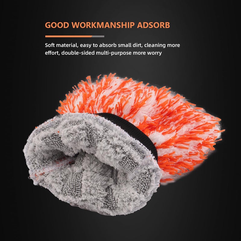 SPTA Microfiber Car Wash Mitt, 3Pcs Car Sponge Glove Wrapped in Soft, Plush Fiber Cloth Material, Safe Washing with Any Car Soap, Bucket, Foam Gun, Foam Cannon, Other Cleaning Supplies - Image 4