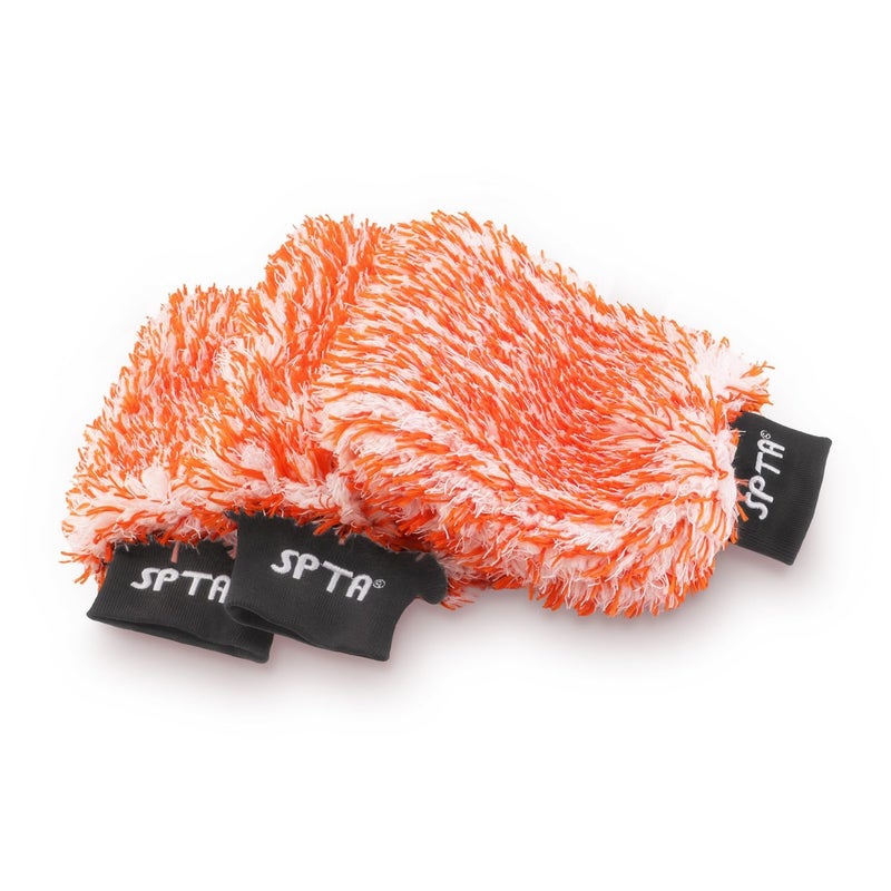 SPTA Microfiber Car Wash Mitt, 3Pcs Car Sponge Glove Wrapped in Soft, Plush Fiber Cloth Material, Safe Washing with Any Car Soap, Bucket, Foam Gun, Foam Cannon, Other Cleaning Supplies - Image 1