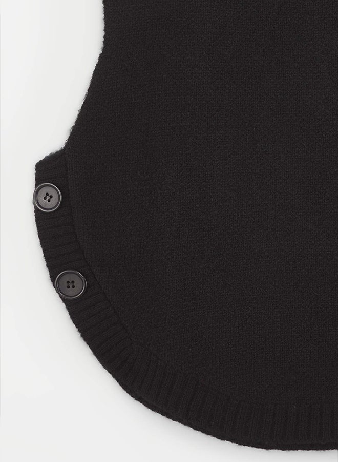 trendyol Black Crop Soft Textured Buttoned Knitwear Sweater - Image 5