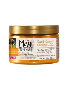 MAUI MOISTURE Curl Quench + Coconut Oil Hydrating Curl Smoothie, Creamy Silicone-Free Styling Cream for Tight Curls, Braids, Twist-Outs & Wash & Go Styles, Vegan & Paraben-Free, 12 oz  - Image 1