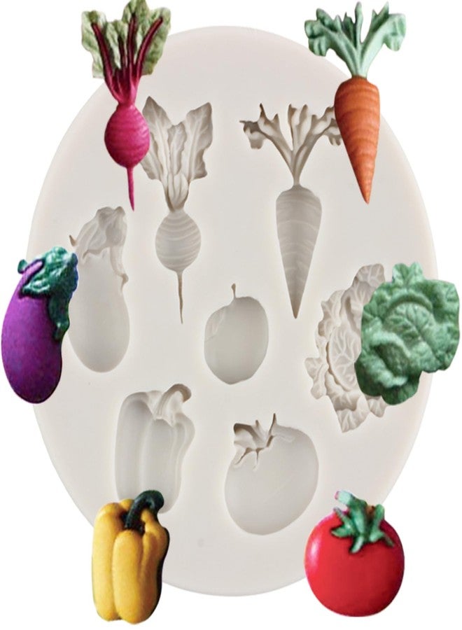 YANQINMS Vegetable Fruit Radish Tomato Eggplant Cabbage Silicone Fondant Molds For Cake Decorating Cupcake Topper Chocolate Gum Paste Candy Polymer Clay - Image 1
