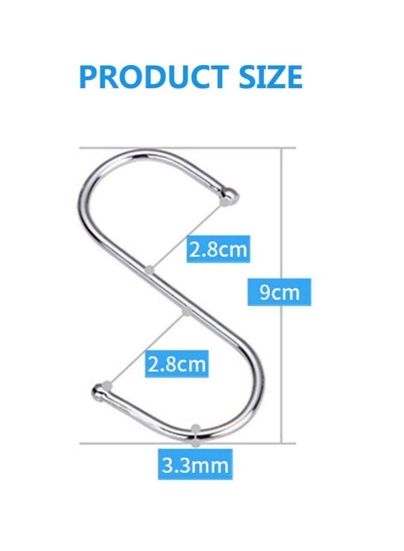 10-Pack S Hooks for Hanging, Metal S Shaped Hook Heavy Duty Hanging Hooks for Pots, Pans, Plants, Bags, Cups, Clothes (Silver) - Image 3