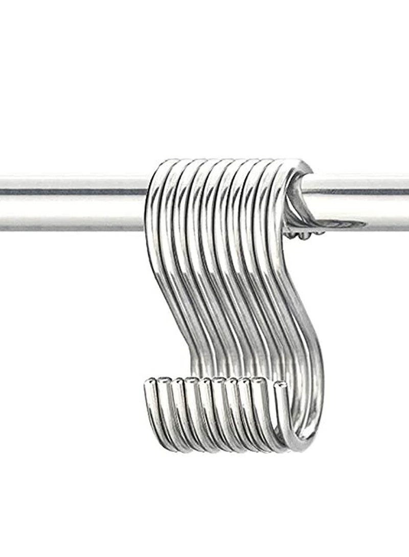 10-Pack S Hooks for Hanging, Metal S Shaped Hook Heavy Duty Hanging Hooks for Pots, Pans, Plants, Bags, Cups, Clothes (Silver) - Image 1