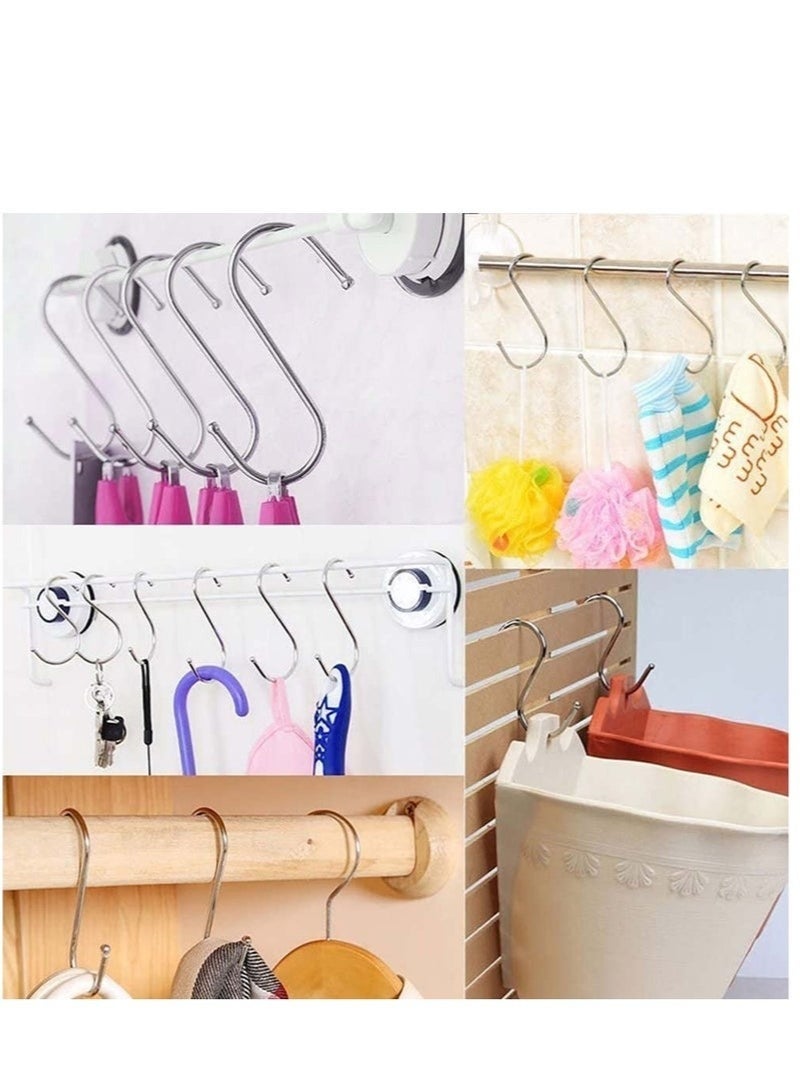 10-Pack S Hooks for Hanging, Metal S Shaped Hook Heavy Duty Hanging Hooks for Pots, Pans, Plants, Bags, Cups, Clothes (Silver) - Image 4