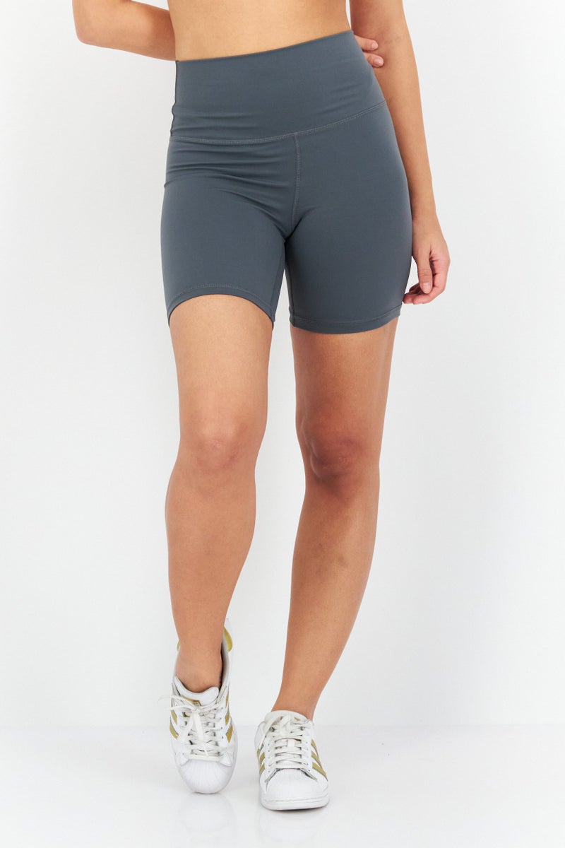 Gentle Fawn Women Sportswear Fit Solid Pull On Outdoor Bike Shorts, Grey  - Image 1
